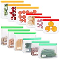 Los mejores  - UOON Bolsas Reutilizables para Almacenamiento de Alimentos- 12Pcs Bolsas Congelar de 4 Tamaños para Bocadillos- Sándwich…